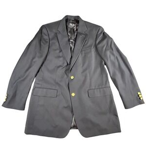 Brooks Brothers BrooksEase Men's Blazer Sport‎ Coat 43L Black Wool Gold Buttons